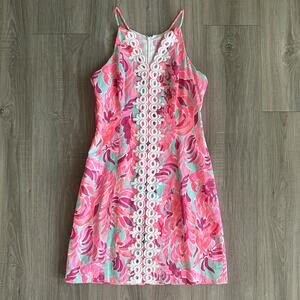 Lilly Pulitzer Poolside Blue Love Birds Print Shift Short Dress Sun Dress Size 0